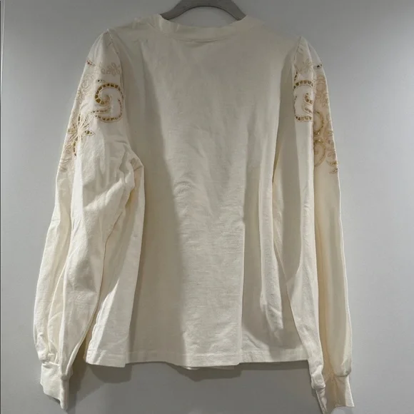 BNWT Fate Off White Cream Embroidered Eyelet  Women's Top, Sz Xsmall - Picture 6 of 12